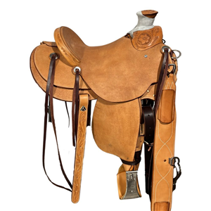 Burns Russet SO/RO Wade Saddle - Kidney Bean - 1/8 WYO Floral Tooled